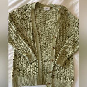 Aritzia Wilfred Sage Green Knit Cardigan